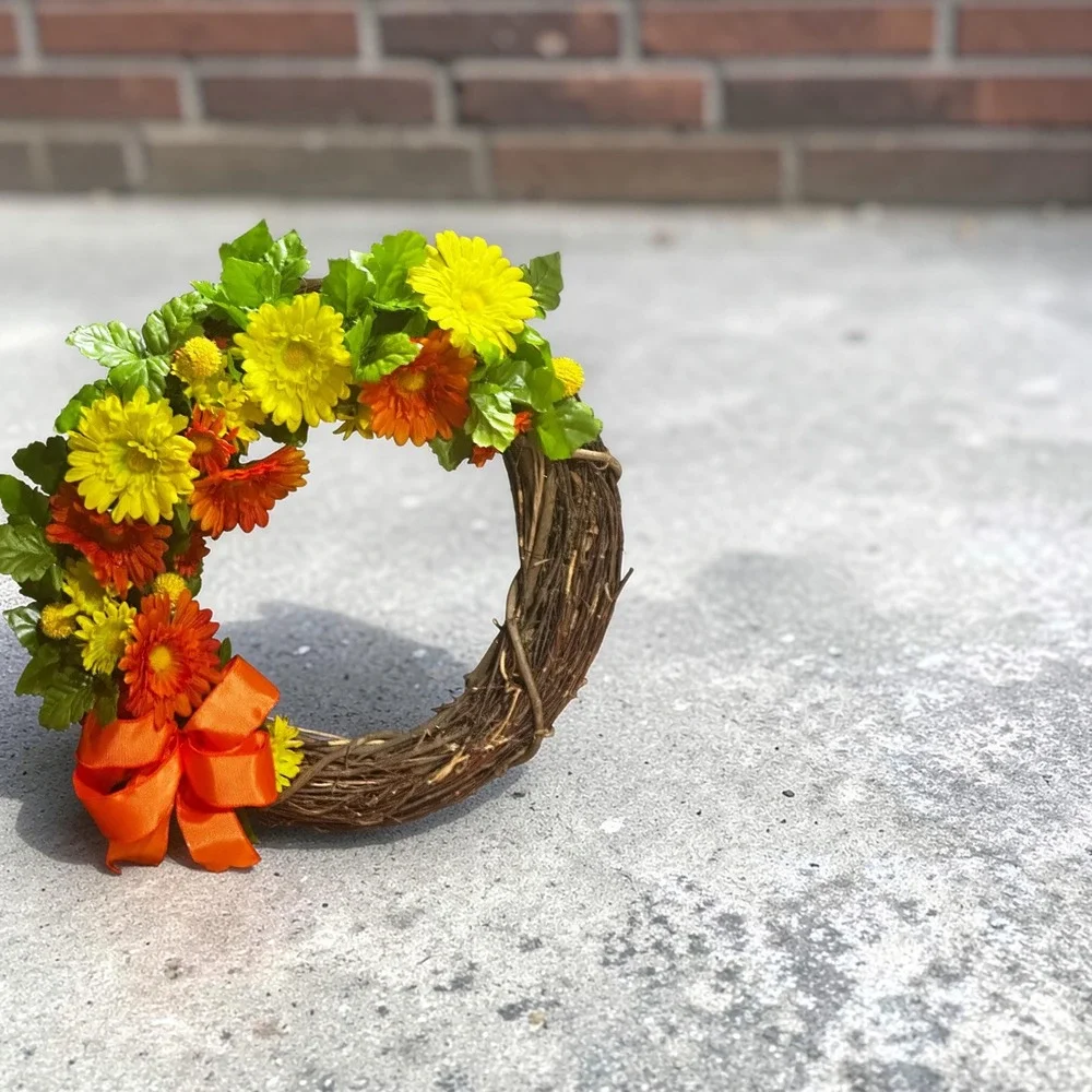 Colorful Handmade Spring Wreath: Faux Floral Door Accent